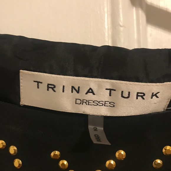Trina Turk little black dress w/ gold detail s 2 - Picture 3 of 3
